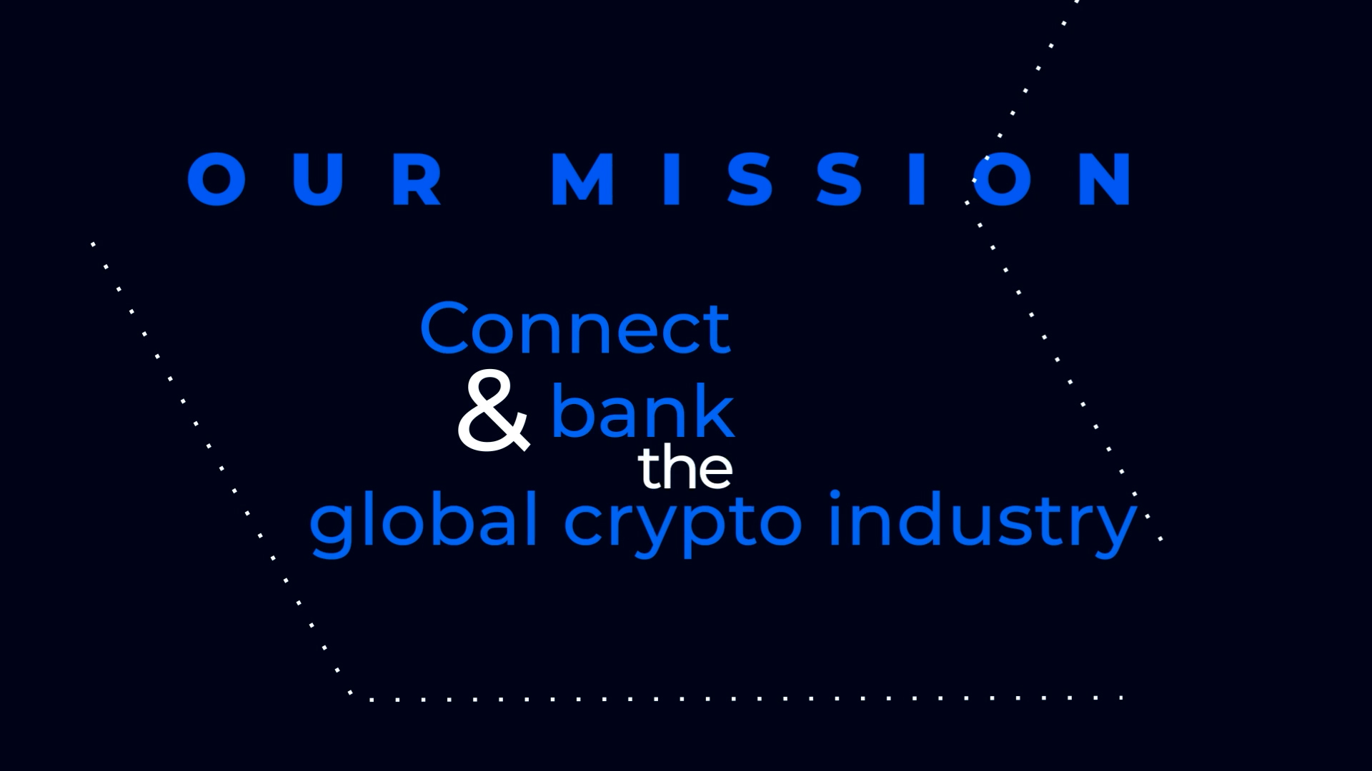 Kinetic typography reading connect and bank the global crypto industry